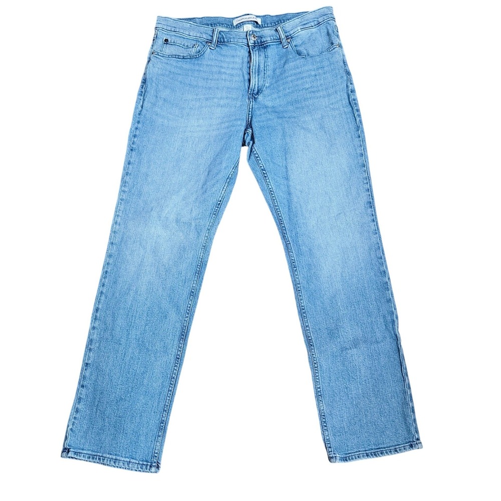 Calvin Klein Jeans Mens Straight Leg Light Wash Blue Denim Pants W36 L32